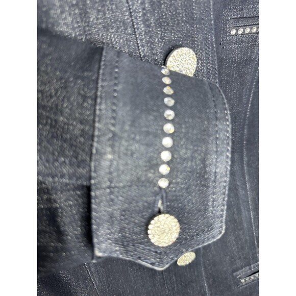 Christine Alexander Jacket Womens Small Blue Rhinestone Crystal Buttons Denim - Picture 4 of 6